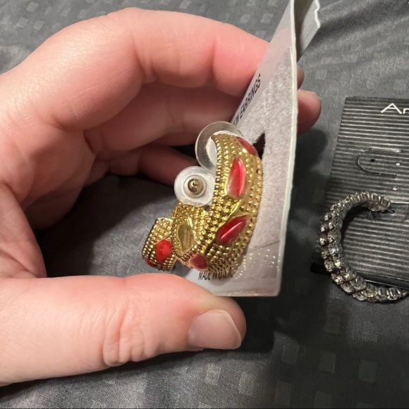 Lot of two round hoop earrings original card Amanda smith fashion - Picture 4 of 10